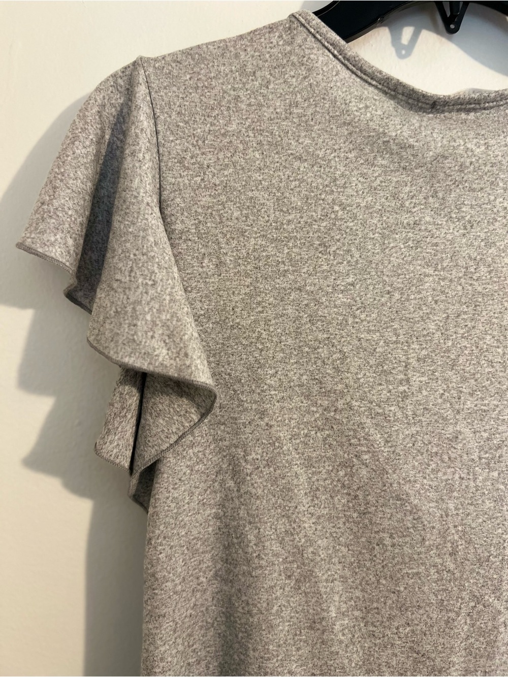 Gray Ruffle Sleeve Twisted Front Top - Picture 5 of 6